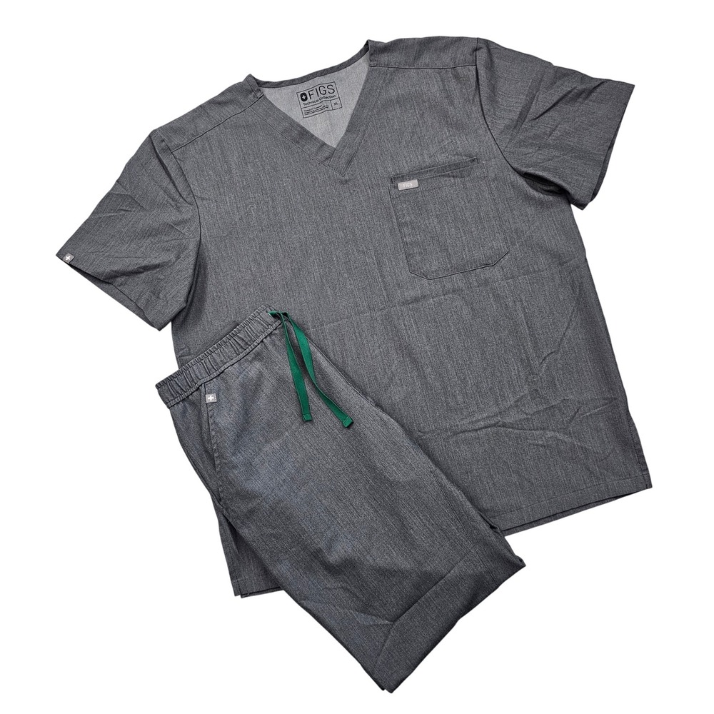 FIGS Scrub Set Mens XL Top L Pants Graphite Gray Jogger Leon Tansen Technical